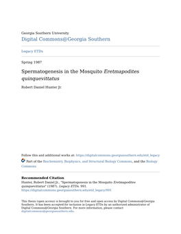 Spermatogenesis in the Mosquito &lt;Em&gt;Eretmapodites