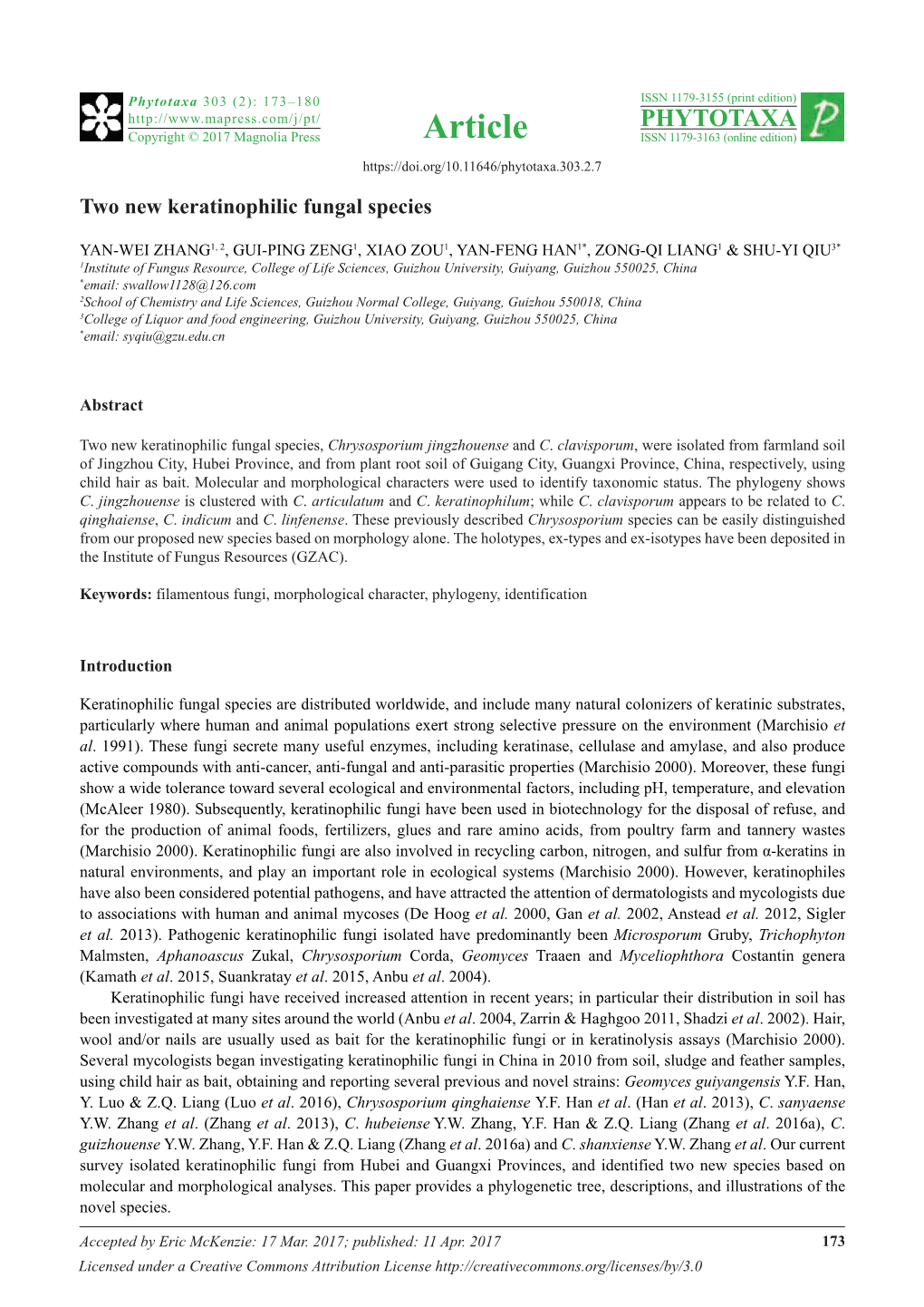 Two New Keratinophilic Fungal Species