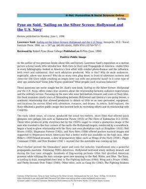 Fyne on Suid, 'Sailing on the Silver Screen: Hollywood and the U.S. Navy'