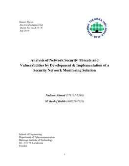 Analysis of Network Security Threats and Vulnerabilities by Development & Implementation of a Security Network Monitoring Solution