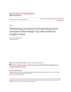 Gay Men Married to Straight Women Kevin John Zimmerman Iowa State University
