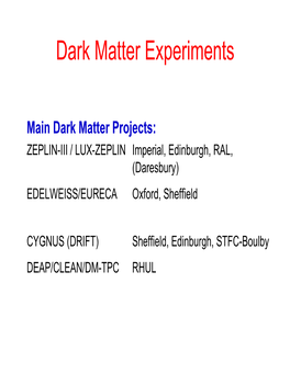 Dark Matter Experiments