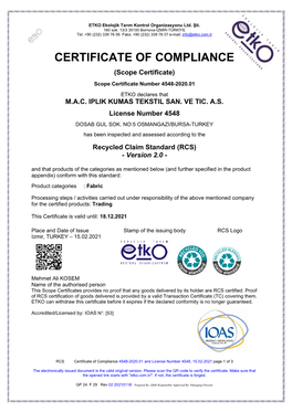 Certificate of Compliance