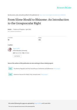 From Slime Mould to Rhizome: an Introduction to the Groupuscular Right