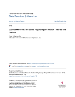 Judicial Mindsets: the Social Psychology of Implicit Theories and the Law