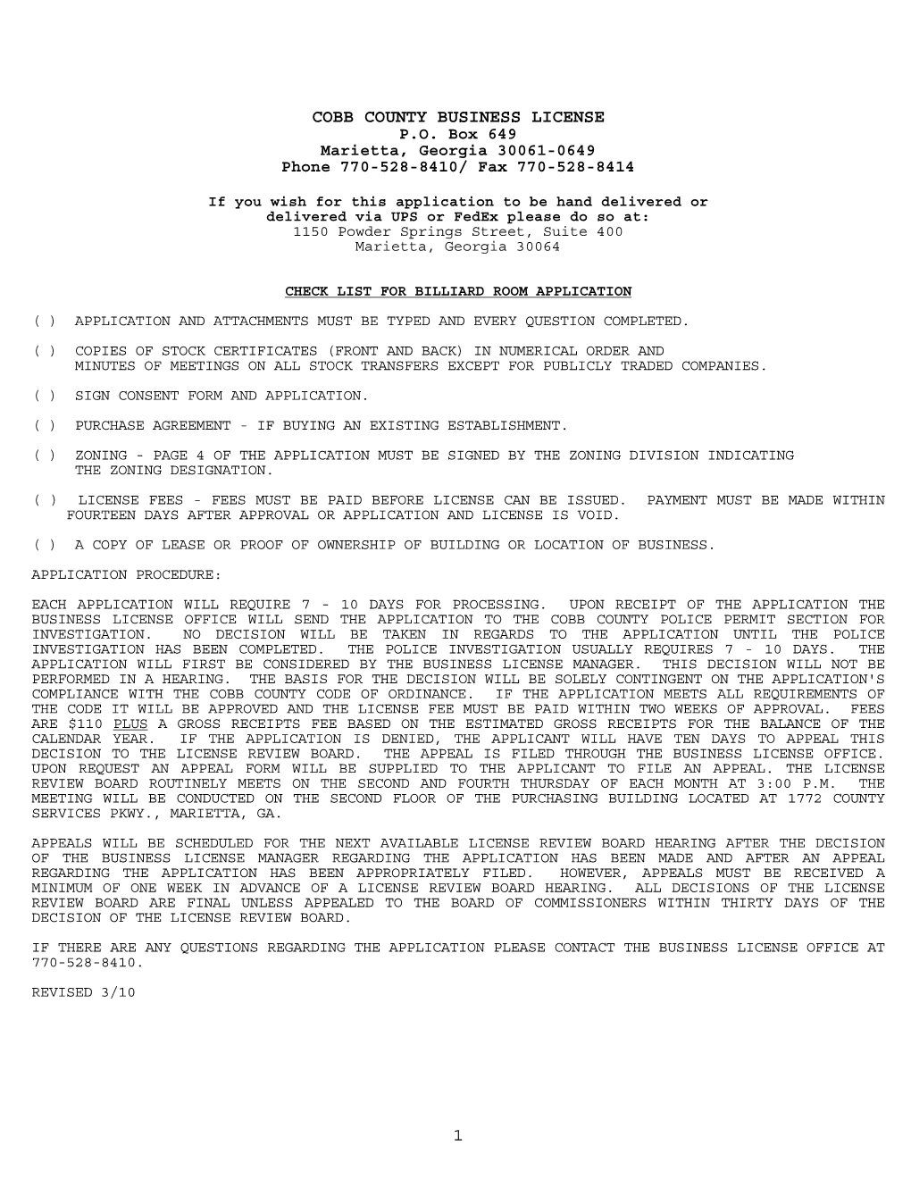 1 Cobb County Business License