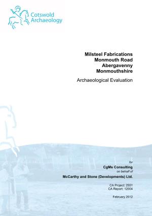 Milsteel Fabrications Monmouth Road Abergavenny Monmouthshire Archaeological Evaluation