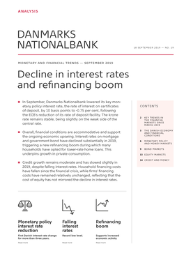 MONETARY and FINANCIAL TRENDS — SEPTEMBER 2019 Decline in Interest Rates and Refinancing Boom