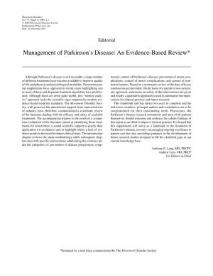Management of Parkinson's Disease: an Evidence-Based Review