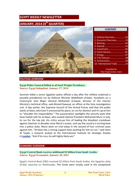 Egypt Weekly Newsletter January 2014, 4Th Quarter