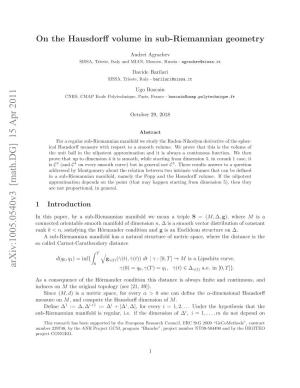 On the Hausdorff Volume in Sub-Riemannian Geometry