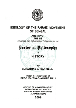 Ideology of the Faraizi Movement of Bengal History 2001