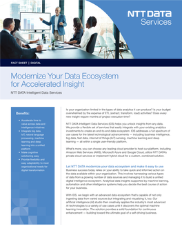 Modernize Your Data Ecosystem for Accelerated Insight NTT DATA Intelligent Data Services