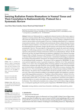 Ionizing Radiation Protein Biomarkers in Normal Tissue and Their Correlation to Radiosensitivity: Protocol for a Systematic Review