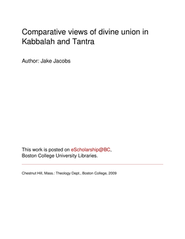 Comparative Views of Divine Union in Kabbalah and Tantra
