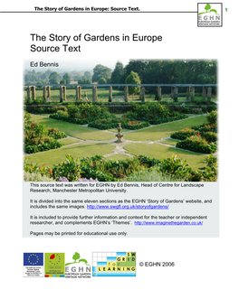 Gardens in Europe: Source Text