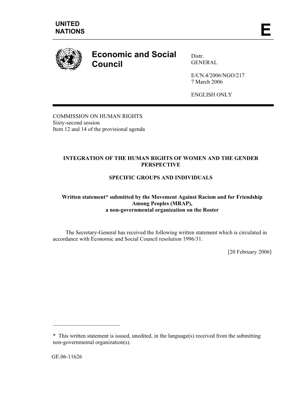 Economic and Social Council Resolution 1996/31