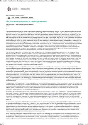 The Scottish Contribution to the Enlightenment by John Robertson | Institute of Historical Research