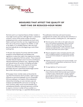 Measures That Affect the Quality of Part-Time Or Reduced-Hour Work*