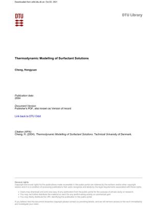 Thermodynamic Modelling of Surfactant Solutions