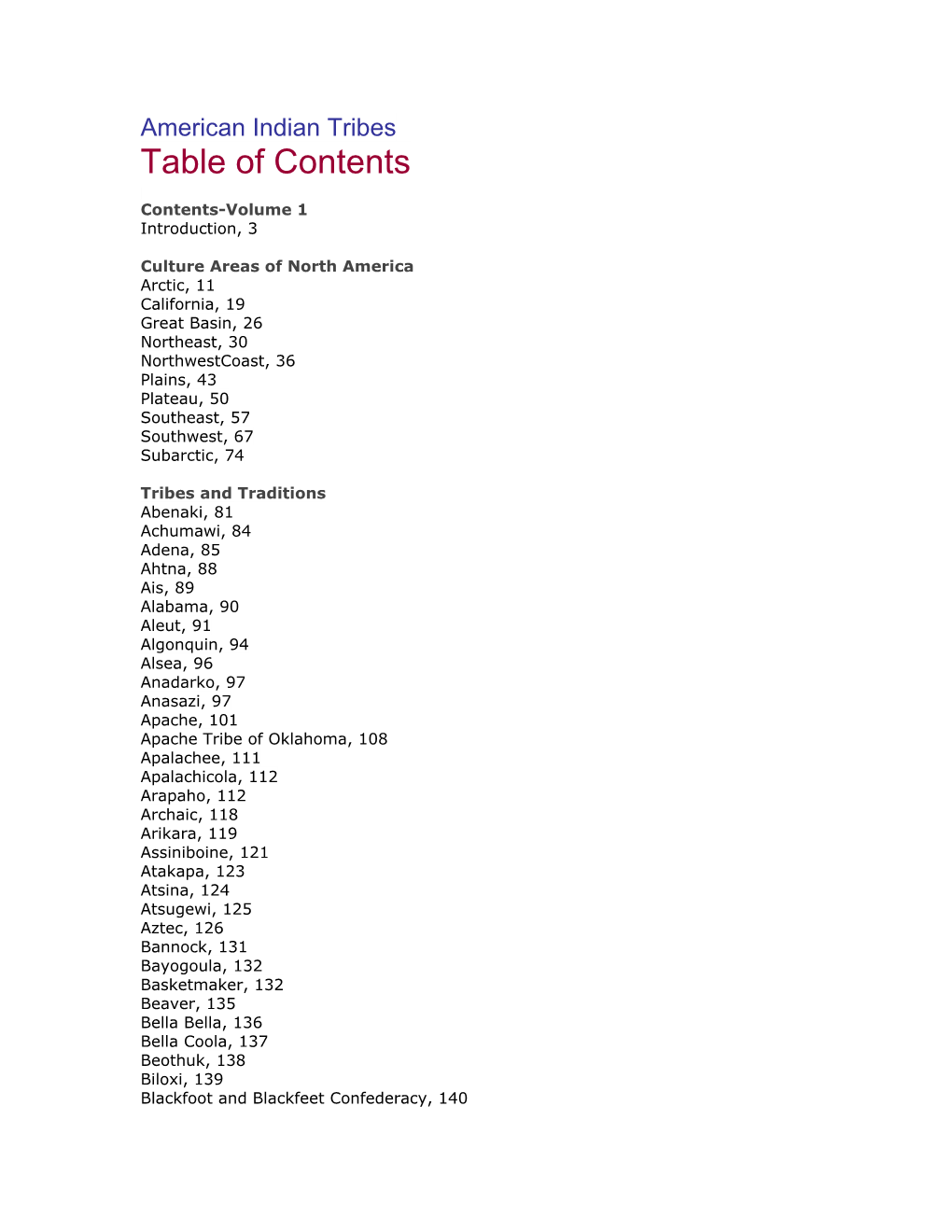 Table of Contents