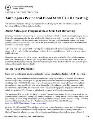 Autologous Peripheral Blood Stem Cell Harvesting | Memorial Sloan Kettering Cancer Center