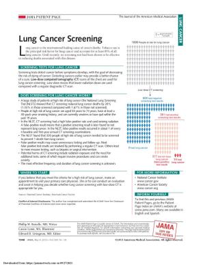 Lung Cancer Screening 1000 People at Risk for Lung Cancer Ung Cancer Is the International Leading Cause of Cancer Deaths