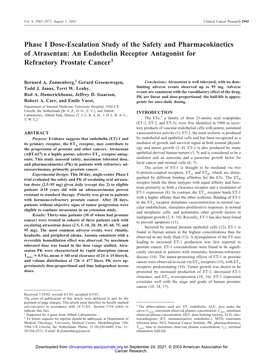 Phase I Dose-Escalation Study of the Safety and Pharmacokinetics of Atrasentan: an Endothelin Receptor Antagonist for Refractory Prostate Cancer1