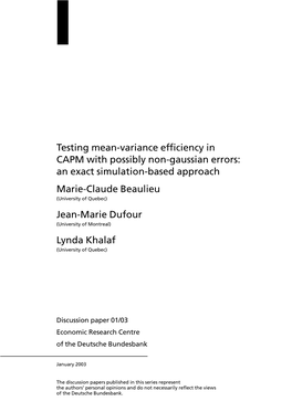 Testing Mean-Variance Efficiency in CAPM with Possibly Non-Gaussian