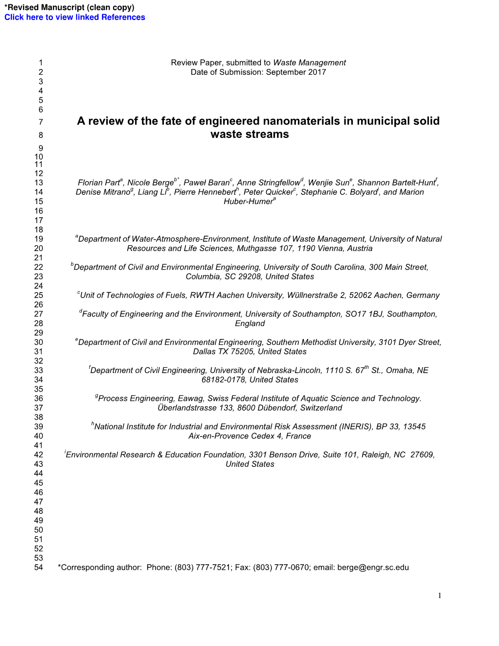 A Review of the Fate of Engineered Nanomaterials in Municipal Solid