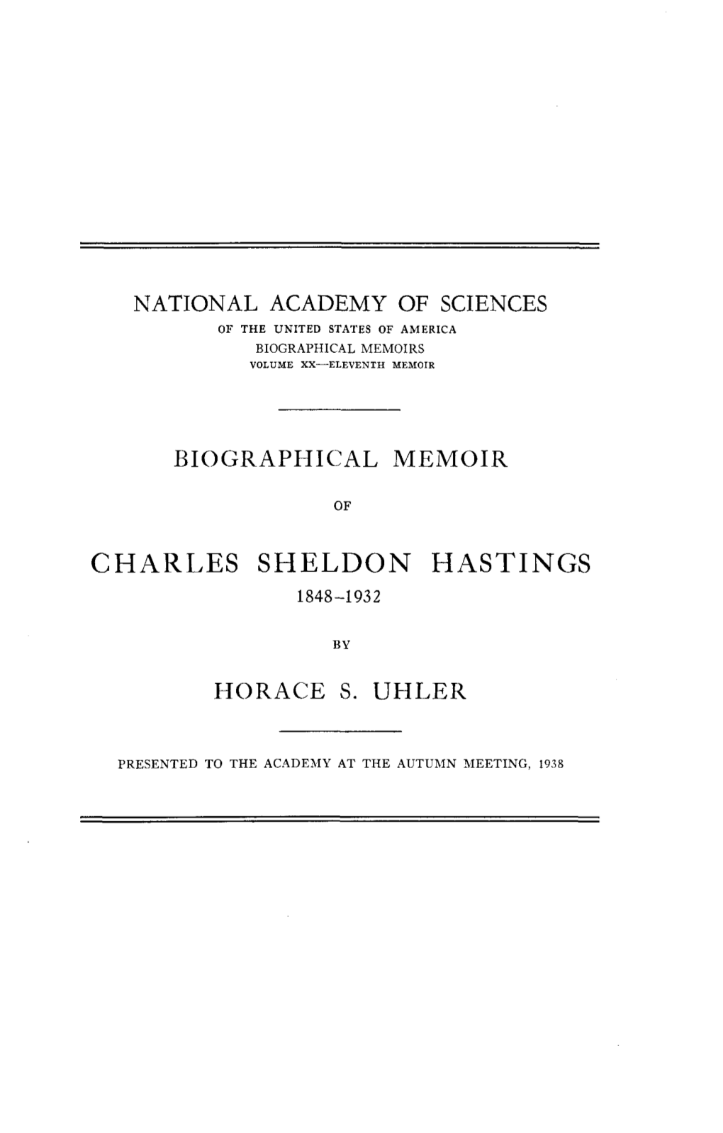Charles Sheldon Hastings 1848-1932