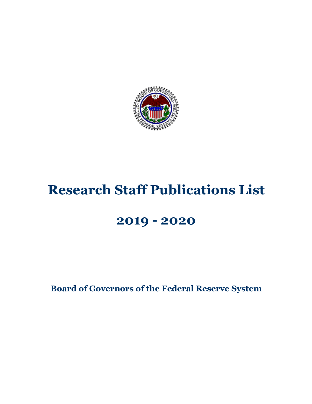 Research Staff Publications List 2019-2020