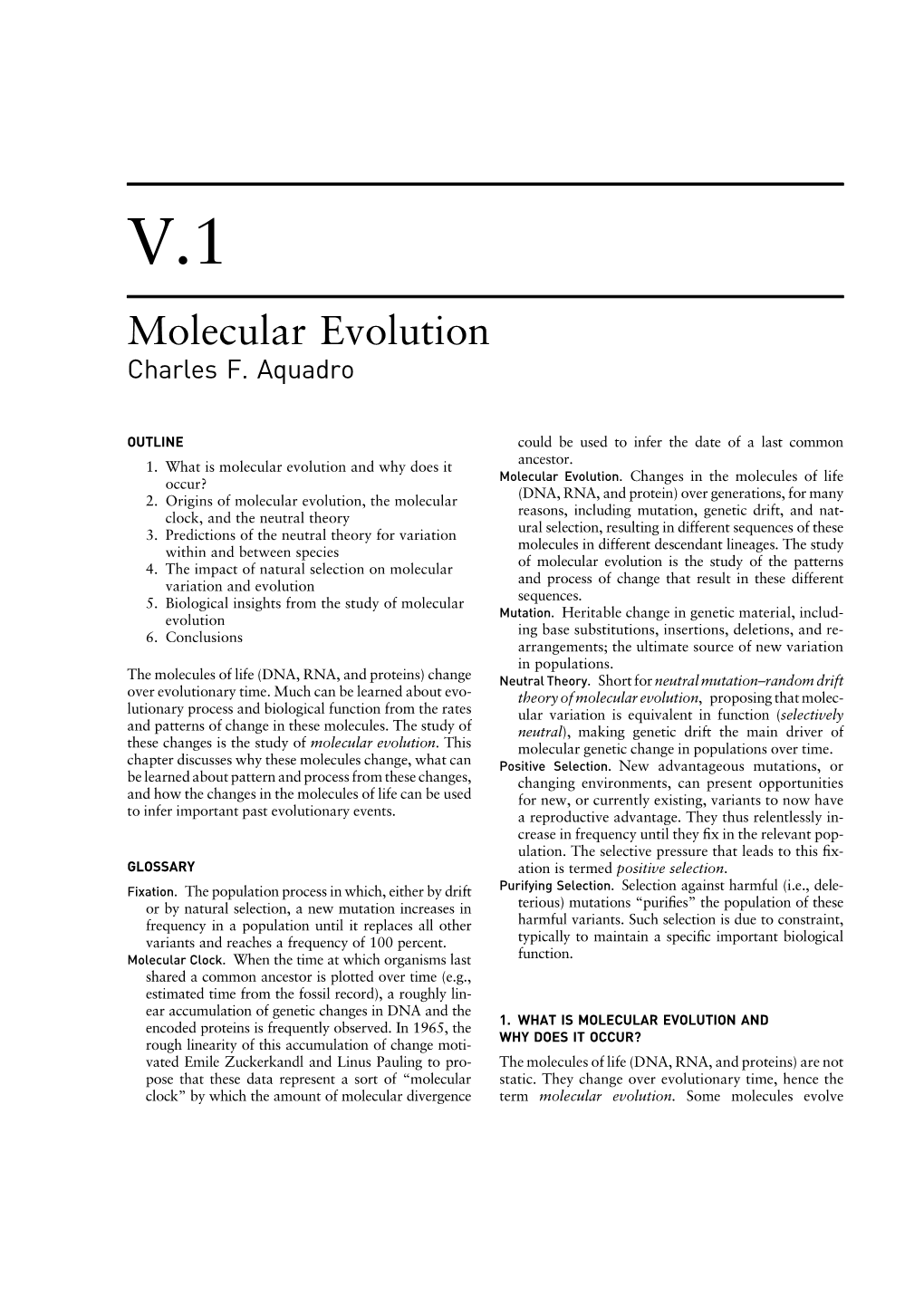 Molecular Evolution Charles F