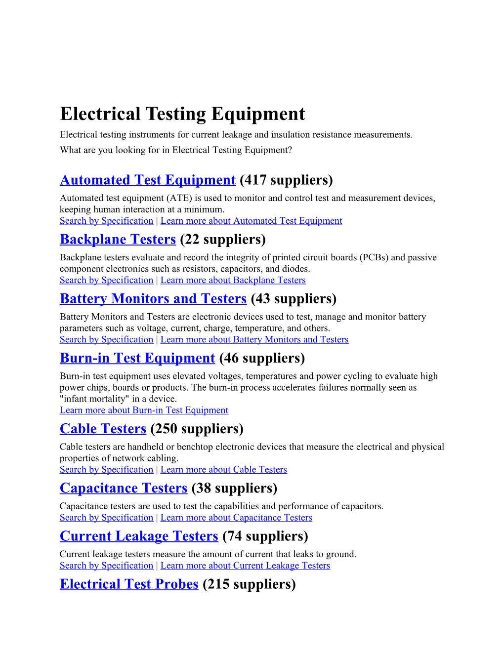 Electrical Testing Equipment