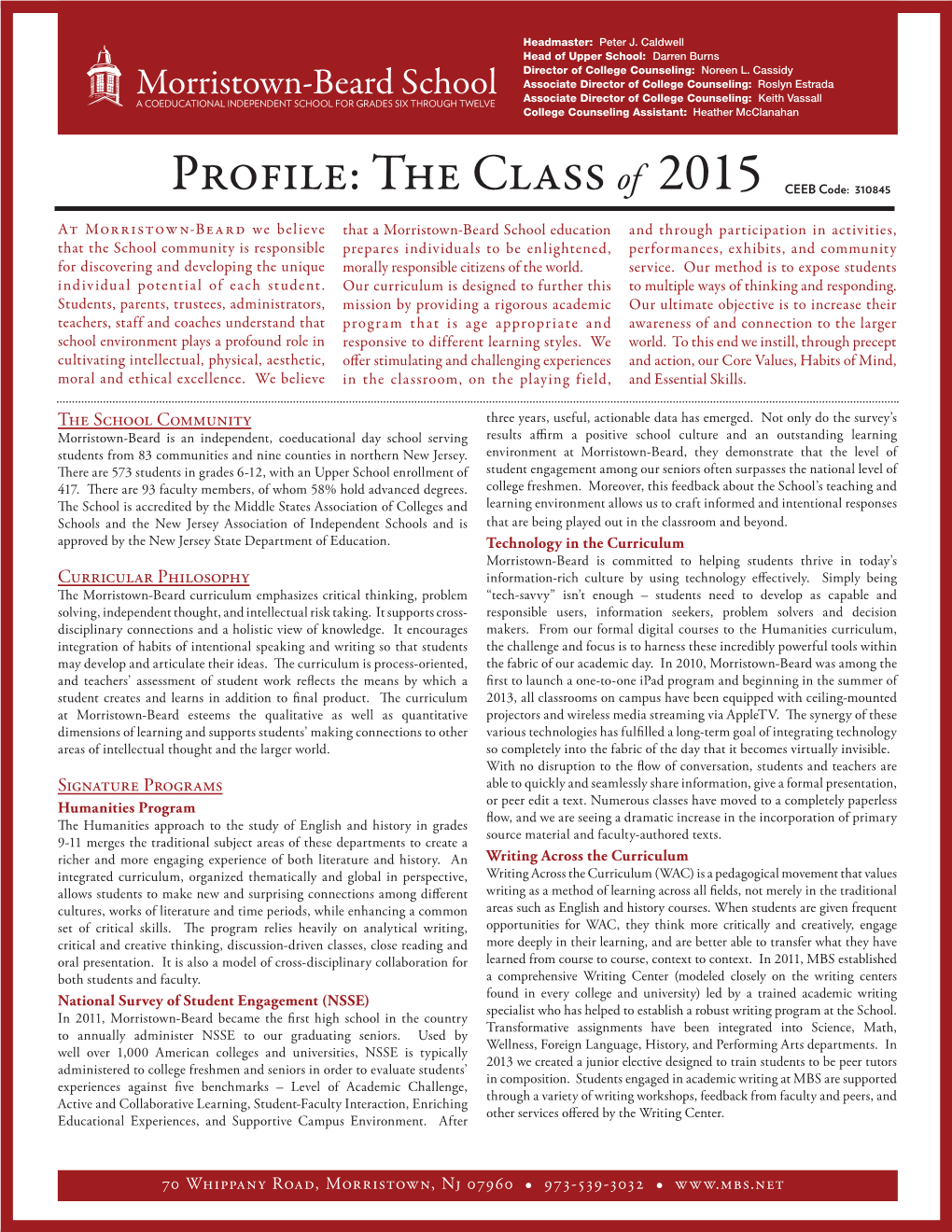 PROFILE: the Class of 2015