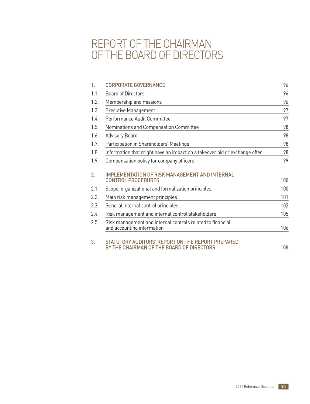 Report on Corporate Governance and Internal Control Procedures