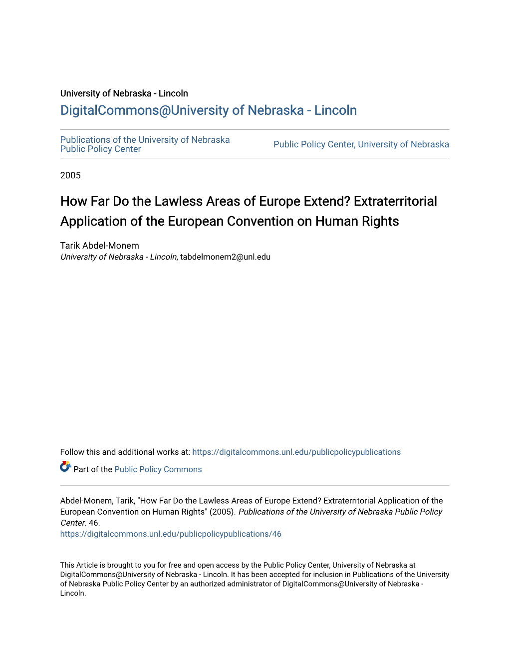 Extraterritorial Application of the European Convention on Human Rights