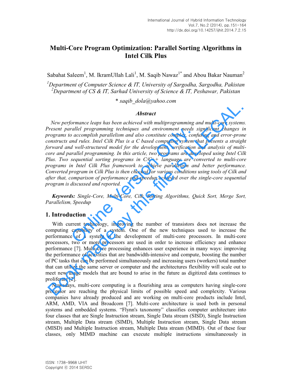 Parallel Sorting Algorithms in Intel Cilk Plus