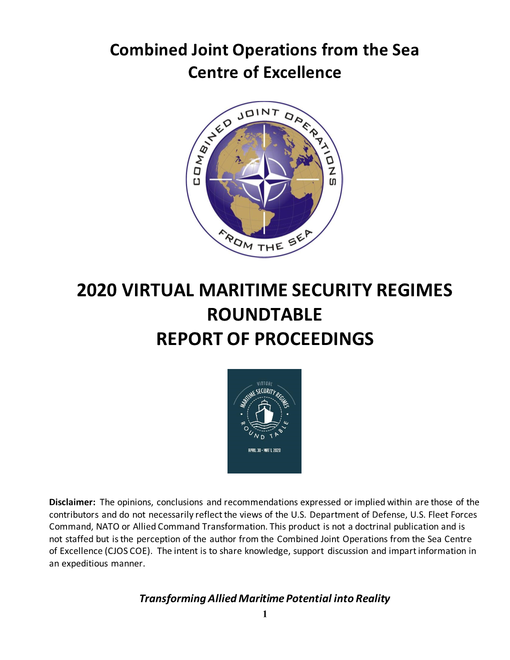 2020 Virtual Maritime Security Regimes Roundtable Report of Proceedings