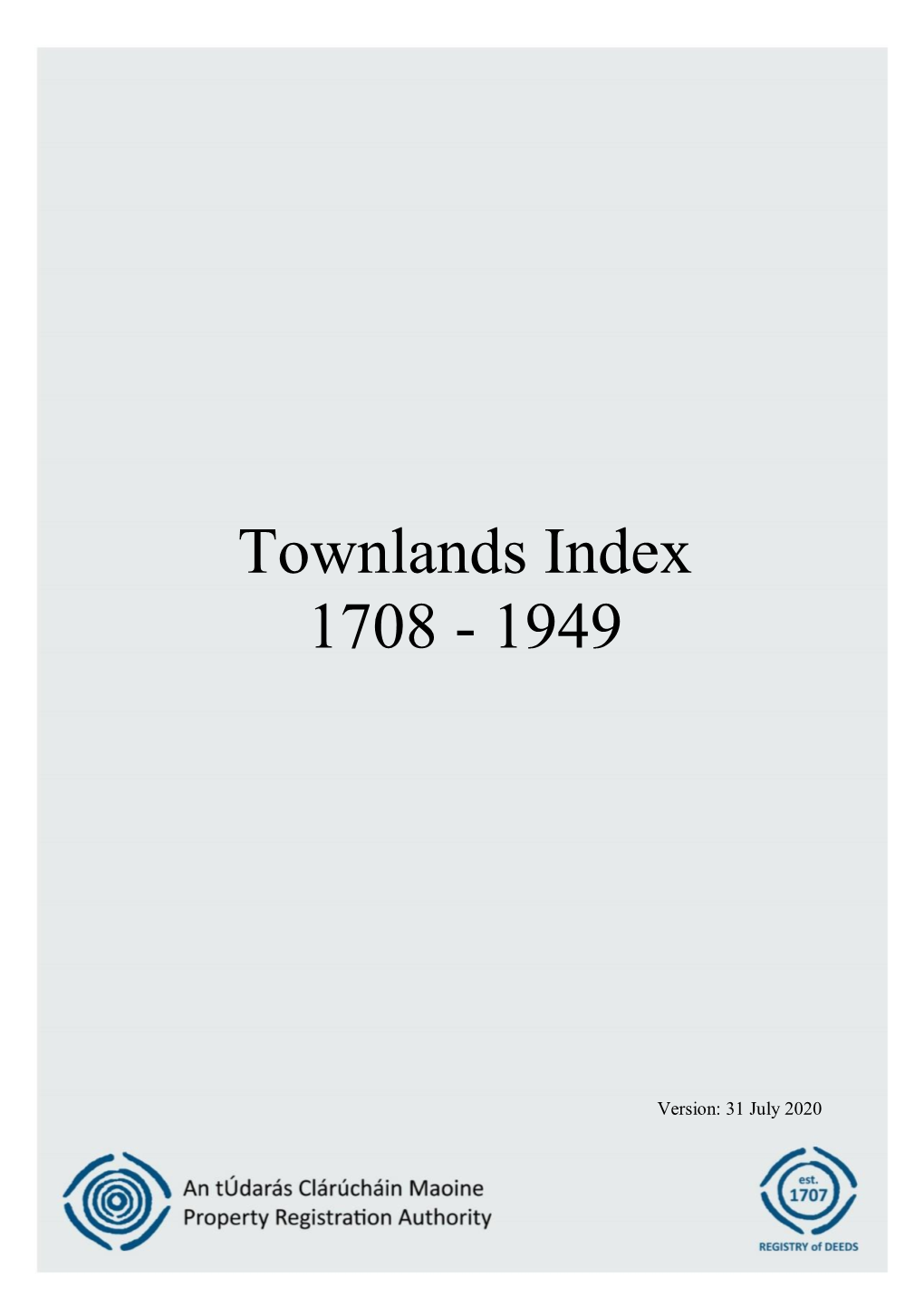 Townlands Index 1708 - 1949