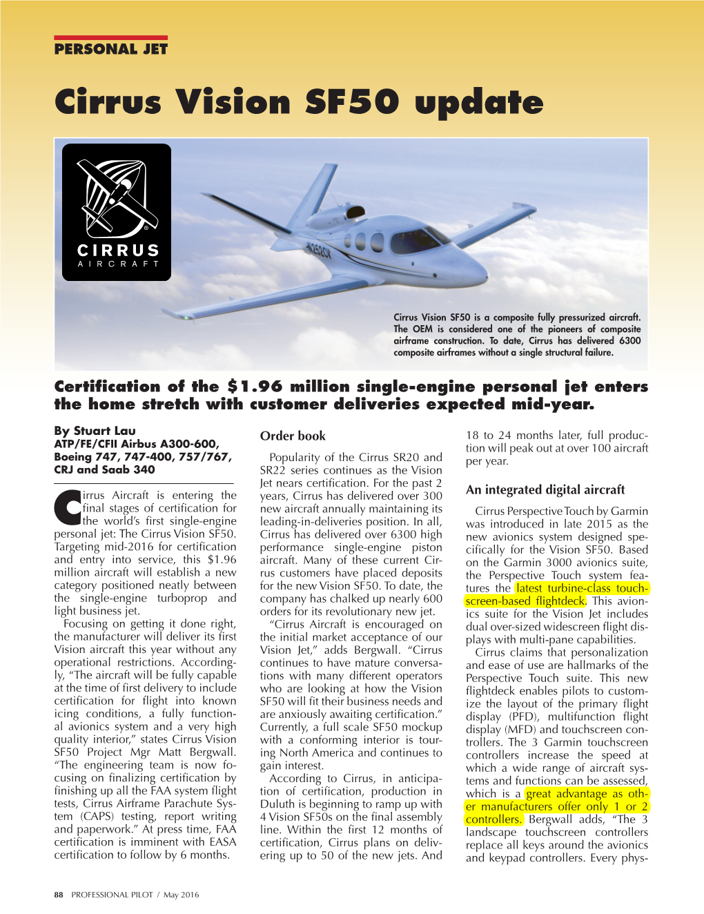 Cirrus Vision SF50 Update