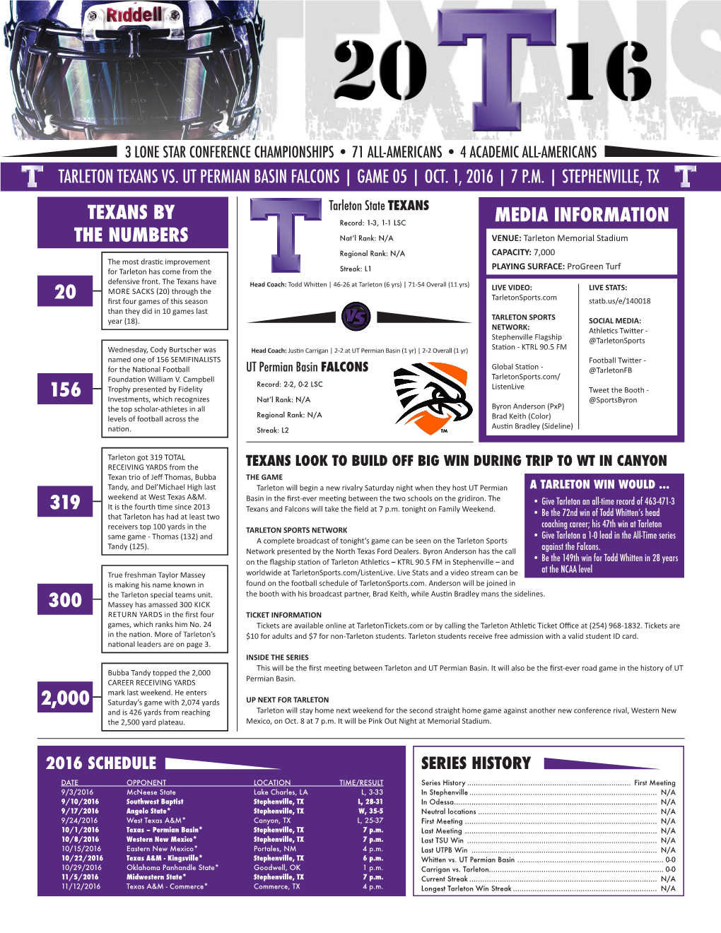 Media Information Texans by the Numbers 20 156 319 300