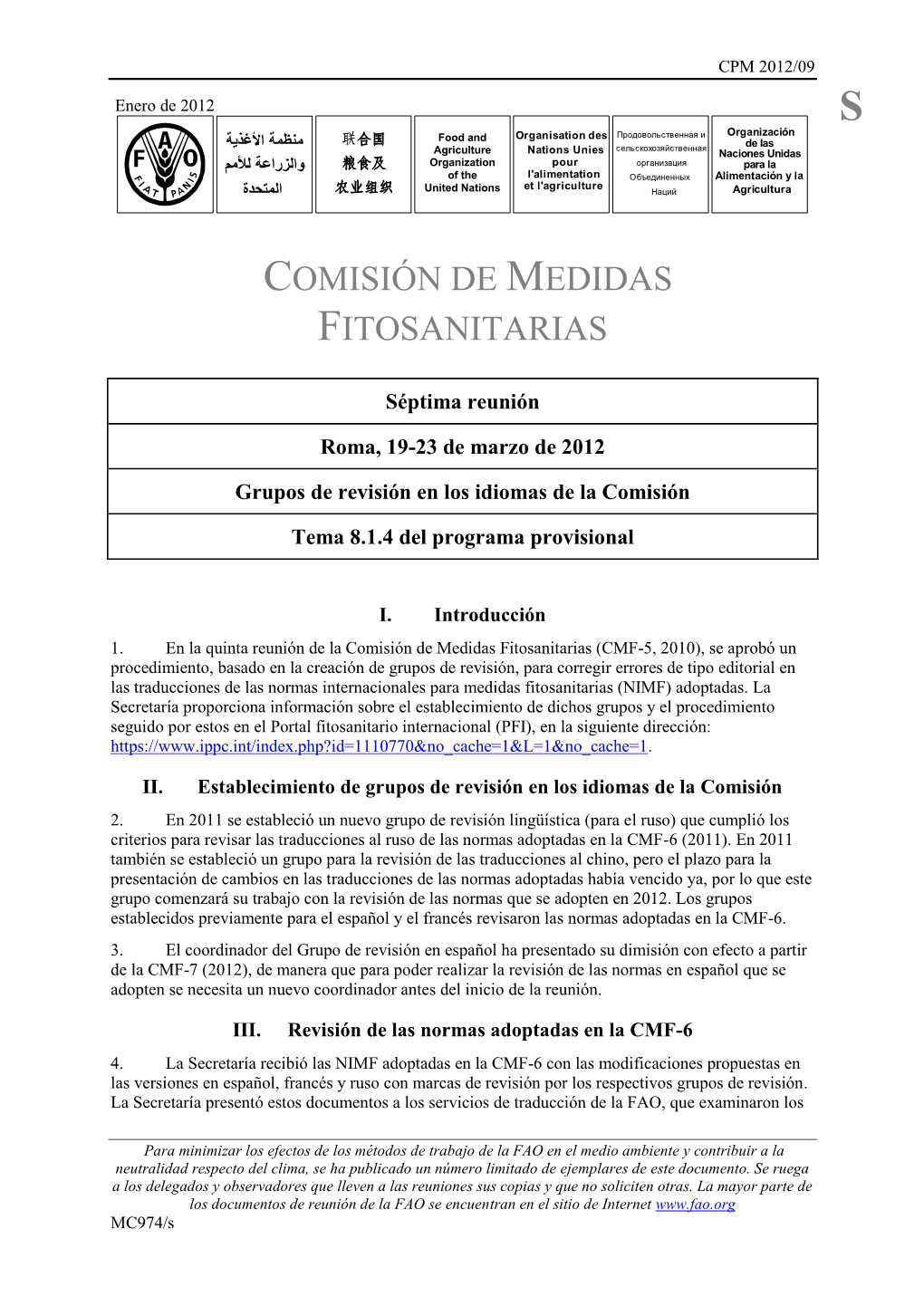 Comisión De Medidas Fitosanitarias