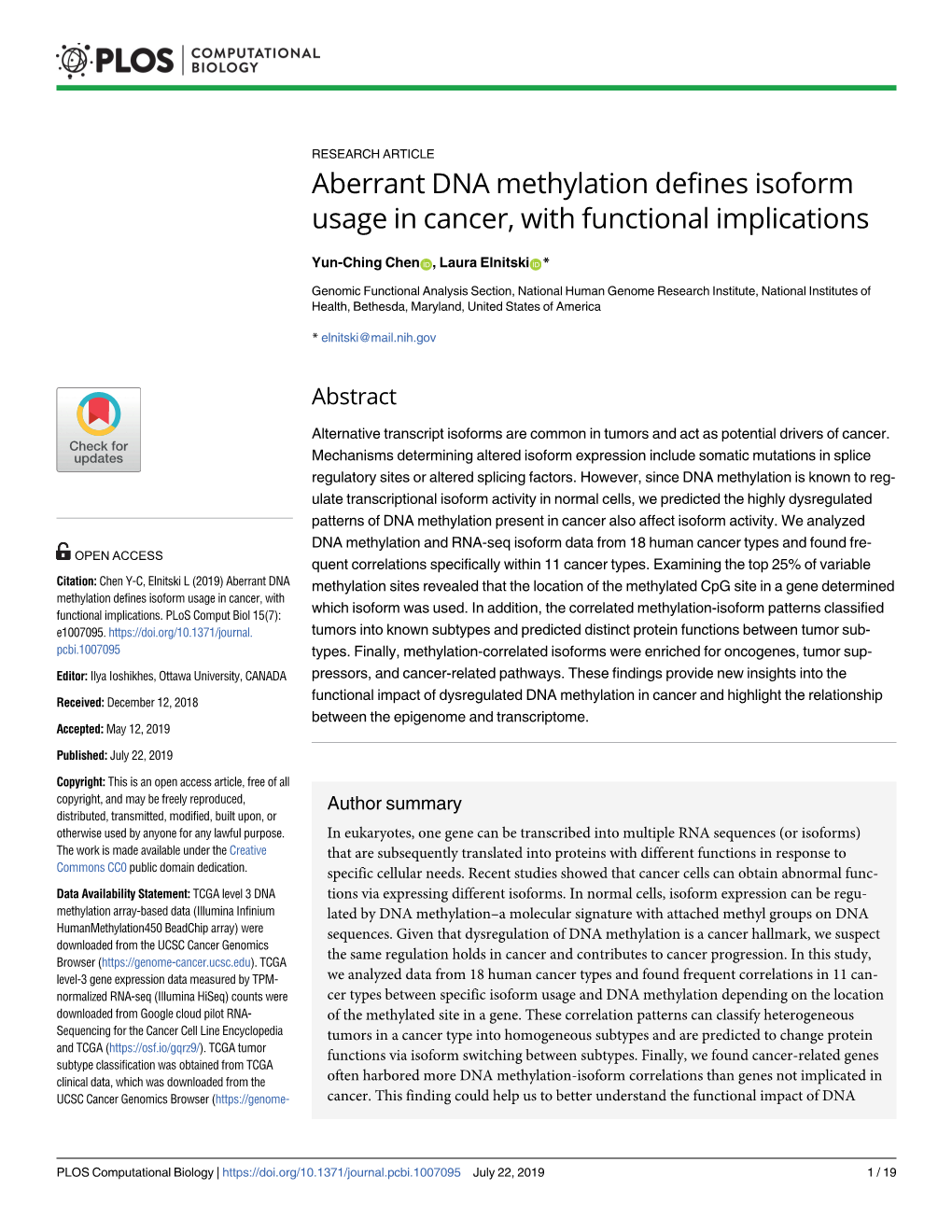 Aberrant DNA Methylation Defines Isoform Usage in Cancer, with Functional Implications