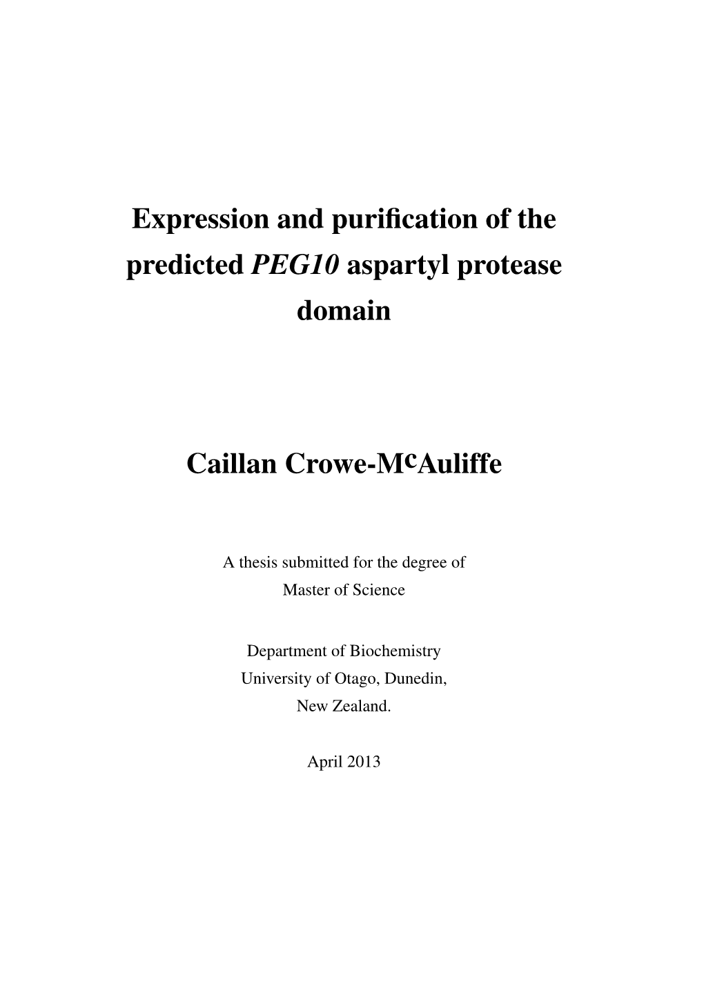 Expression and Purification of the Predicted PEG10 Aspartyl Protease