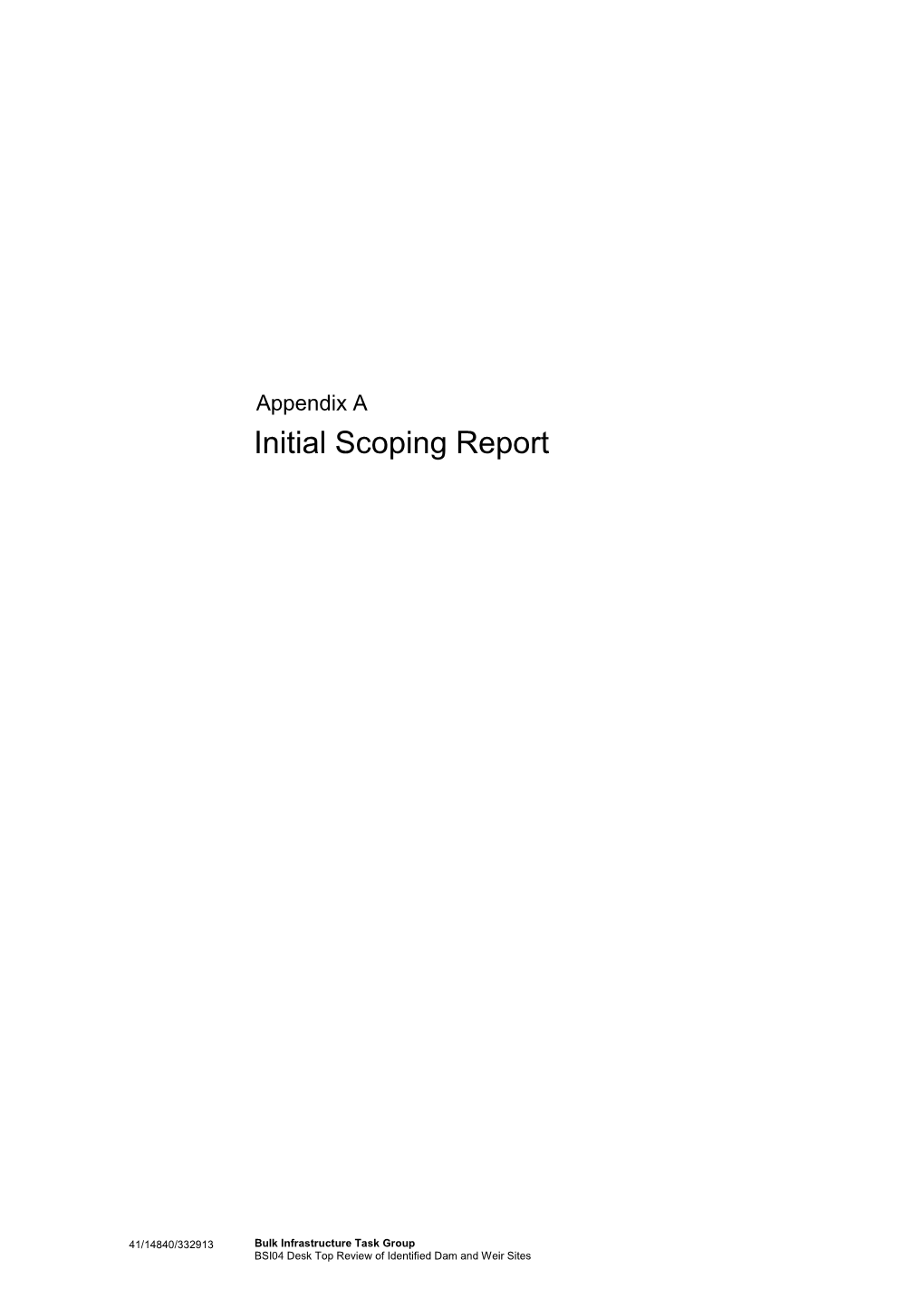 South East Queensland Regional Water Supply Strategy Desk Top Review and TOR Development Consultancy Desktop Review of Identified Dam and Weir Sites