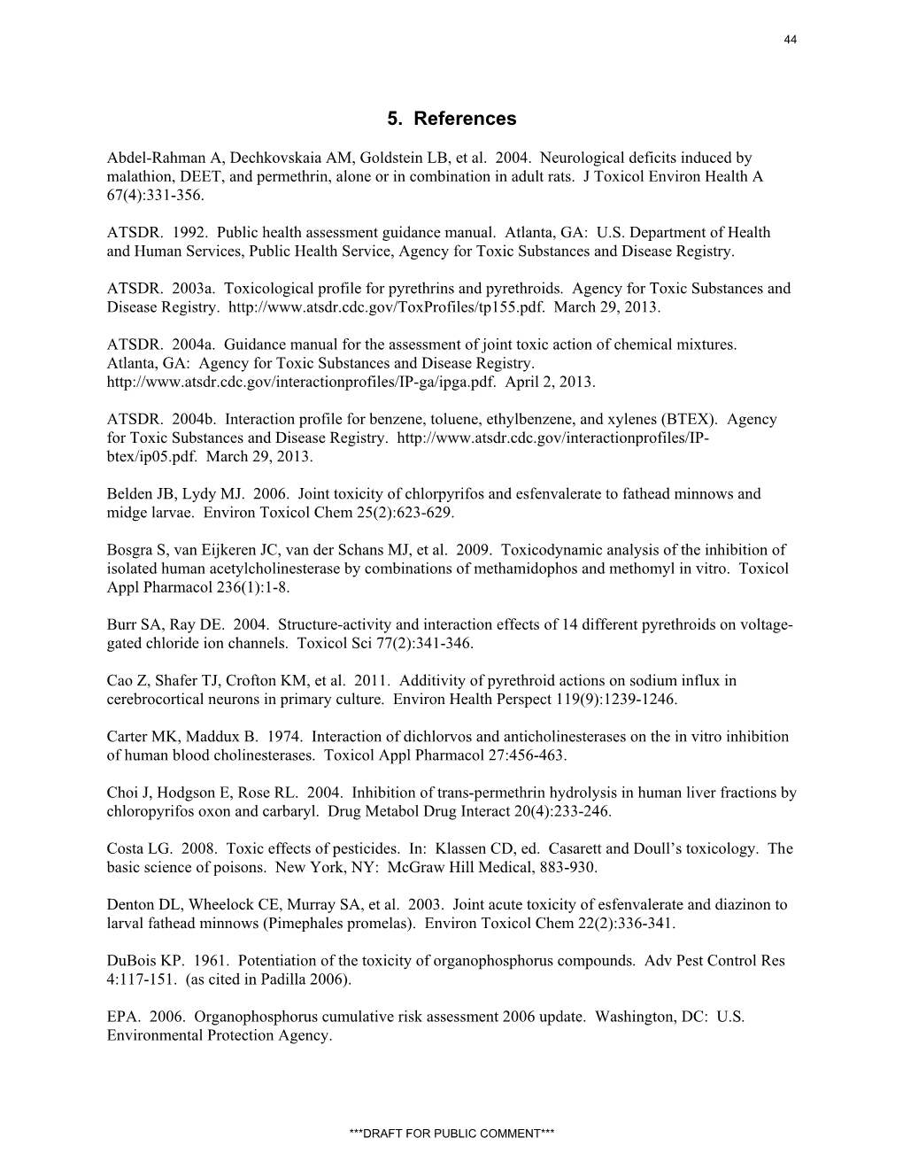 Interaction Profile for Mixture of Insecticides: Pyrethroids