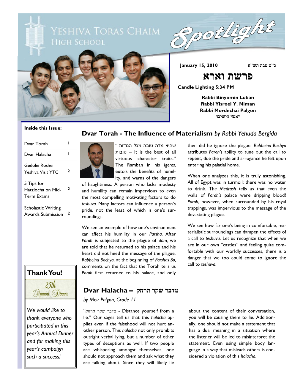 YTC Spotlight by School Counselor Gedolei Roshei Yeshiva Visit YTC Eli Feldman, LMHC
