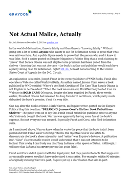 Not Actual Malice, Actually | Page 1