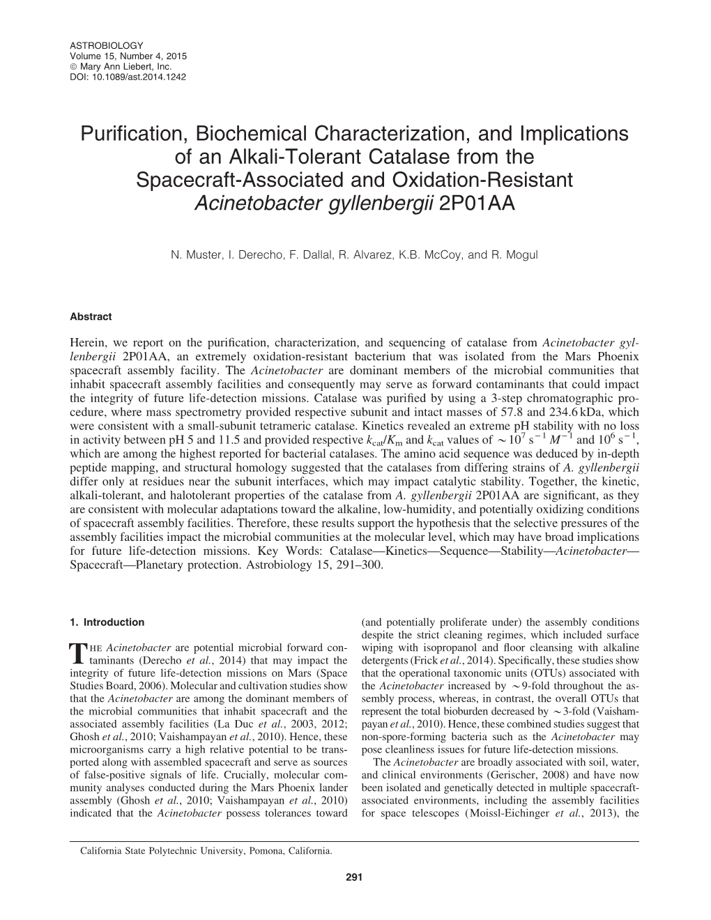 Purification, Biochemical Characterization, and Implications